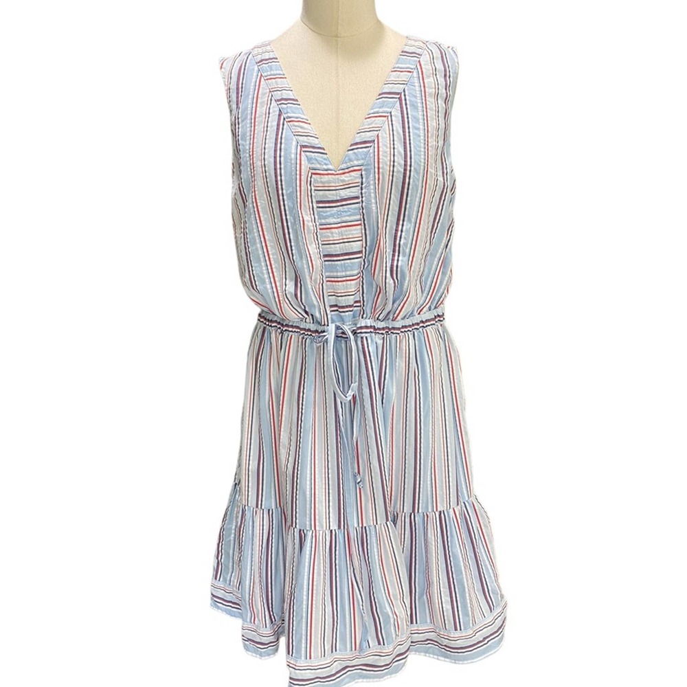 ☀️ Vineyard Vines Women's Striped Tiered Seersucker Dress Size small